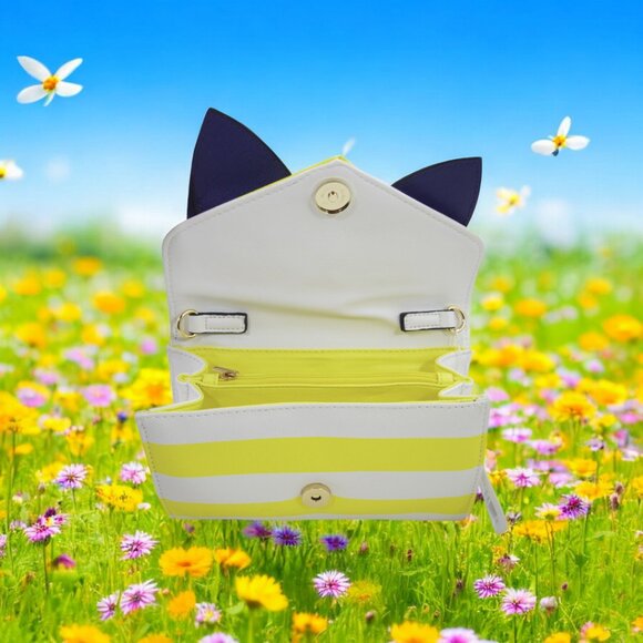 Retro Pin-Up Striped Clutch Purse – 60s Mod Vintage Convertible Crossbody Bag - Picture 9 of 16